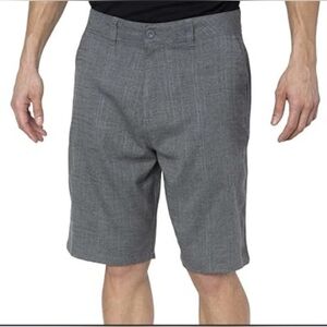 Hang Ten Gray Striped Hybrid Shorts sz 36 w/ Hidden Draw Strings and Pocket EUC